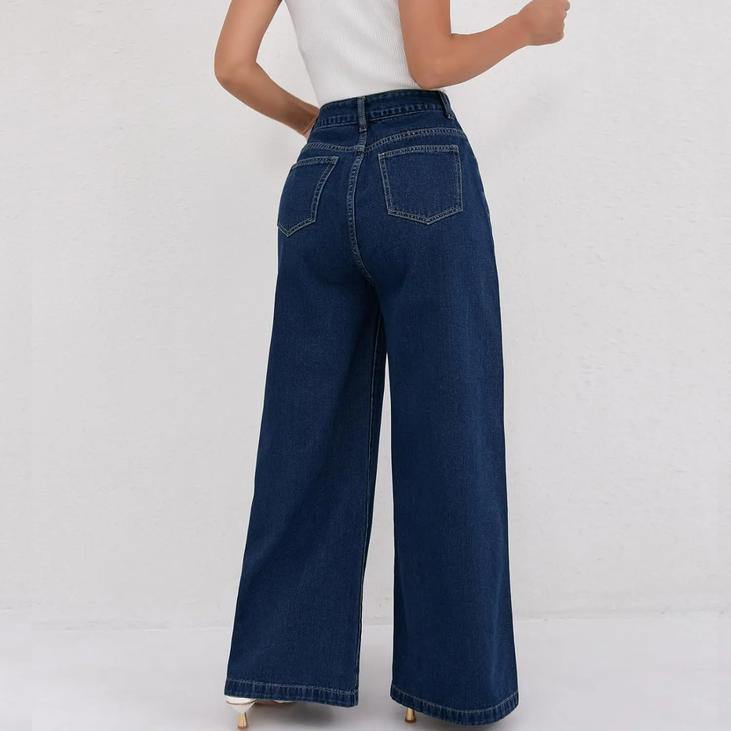 Women Wide Leg Jeans Casual Baggy Stretchy Bootcut Boyfriend Denim Pants Trendy High Waisted y2k Long Trousers