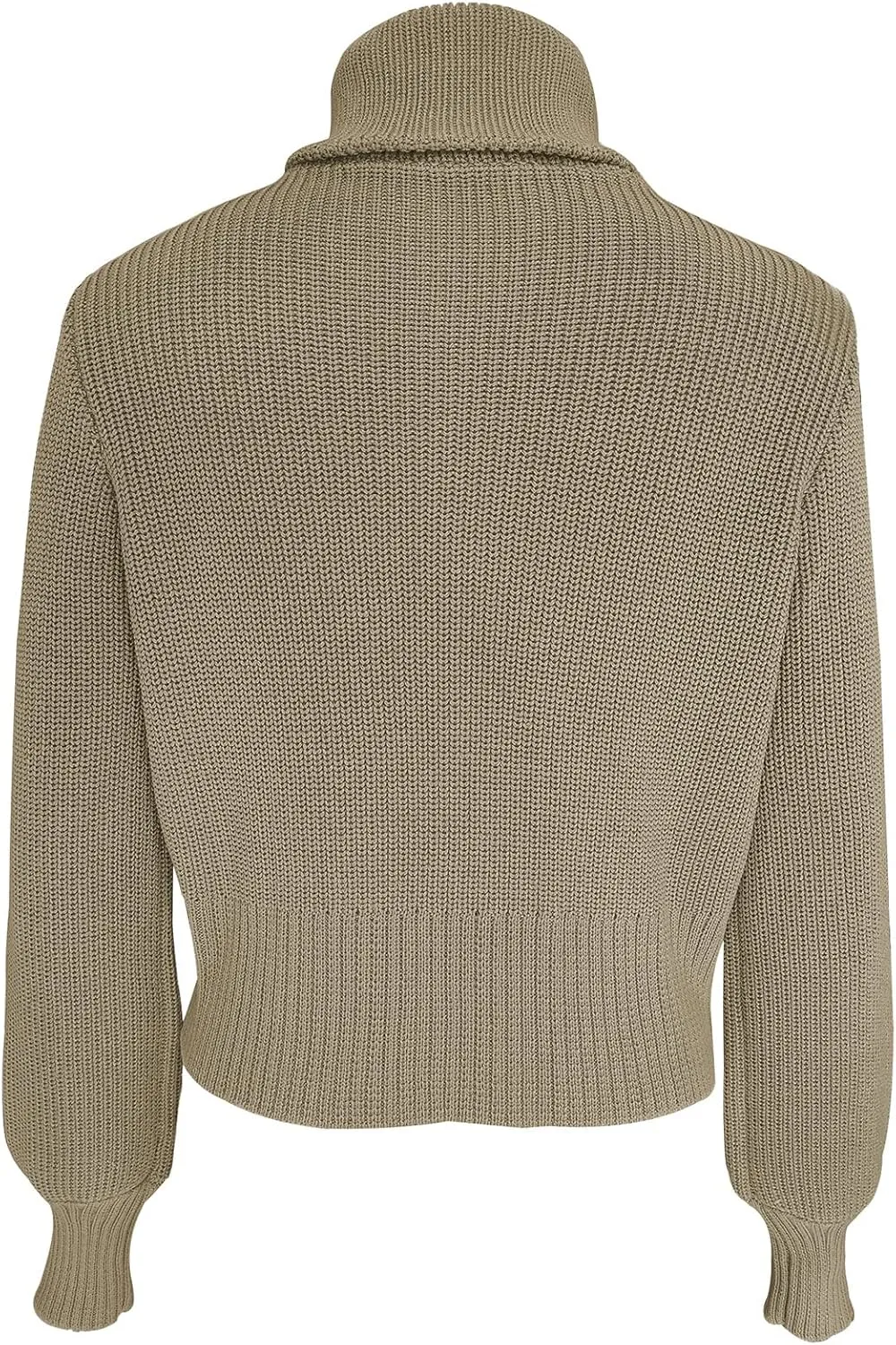 Women Zipper Long Sleeve Turtleneck Sweater Oversized Collared High Neck Pullover Ribbed Knit Solid Jumper Top