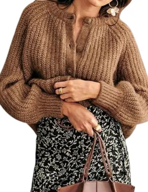 Women's Casual Open Front Cardigan Fall Winter Long Sleeve Button Down Sweater Chunky Knit Outwear Coat