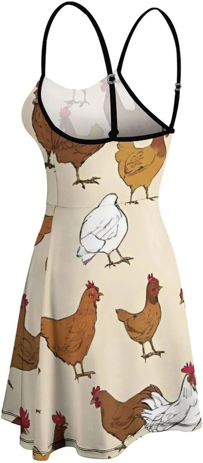 Women's Casual Swing Midi Sun Dress for Party Beach Date