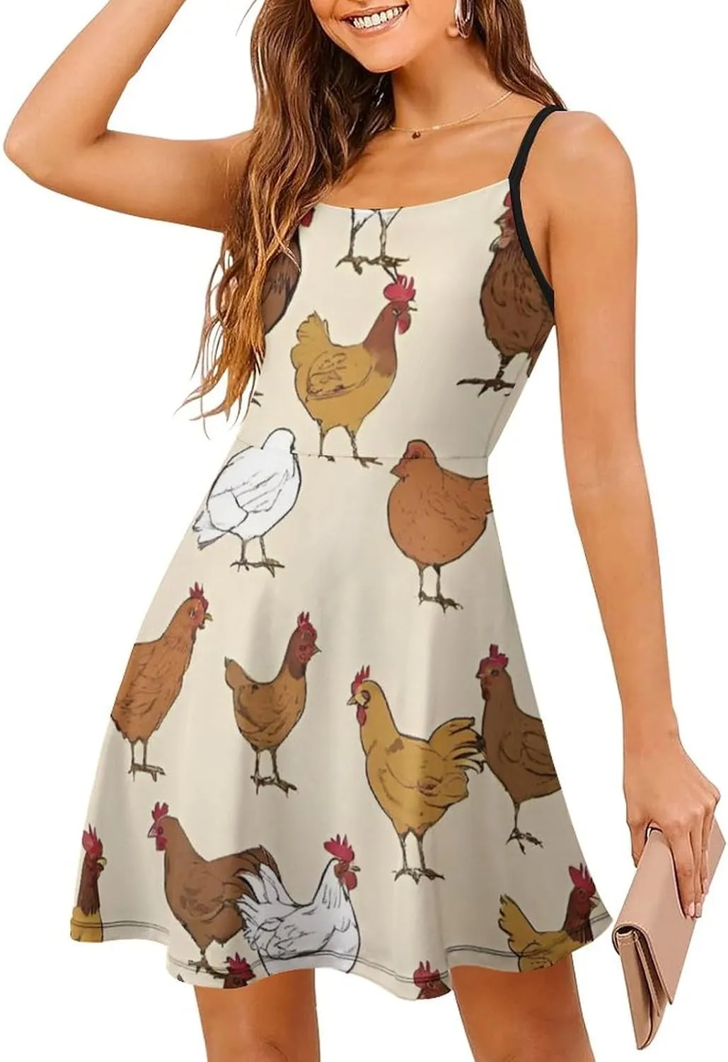 Women's Casual Swing Midi Sun Dress for Party Beach Date