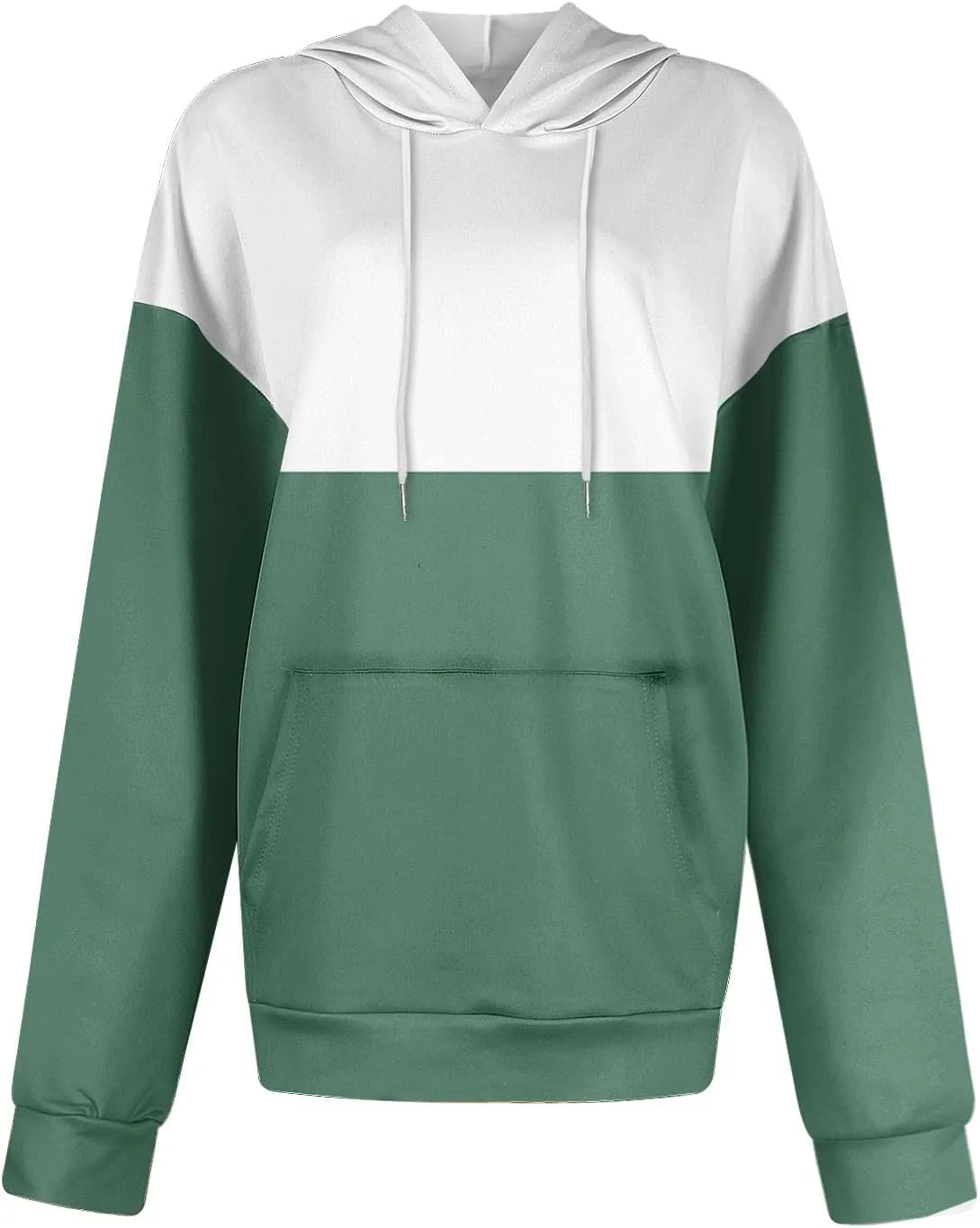 Women's Color Block Hoodie Sweatshirt Casual Long Sleeve Drawstring Jacket Sweater with Pockets Loose Fit Fall Coat