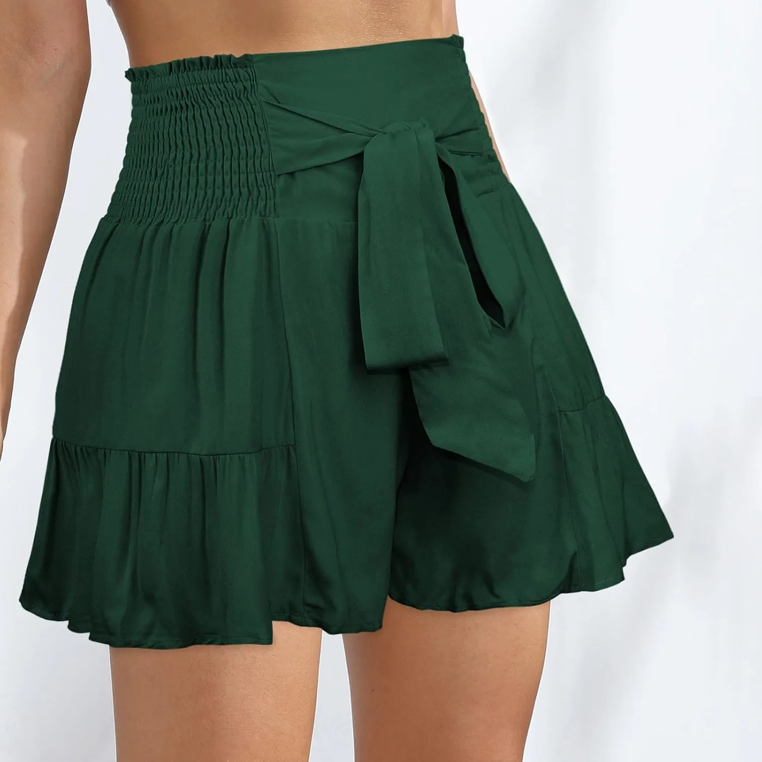 Women's Cute Skirts Ruffle Flowy Mini Skirts Comfy High Waist Flared Casual Beach Short Skirts Trendy Pleated Skirts