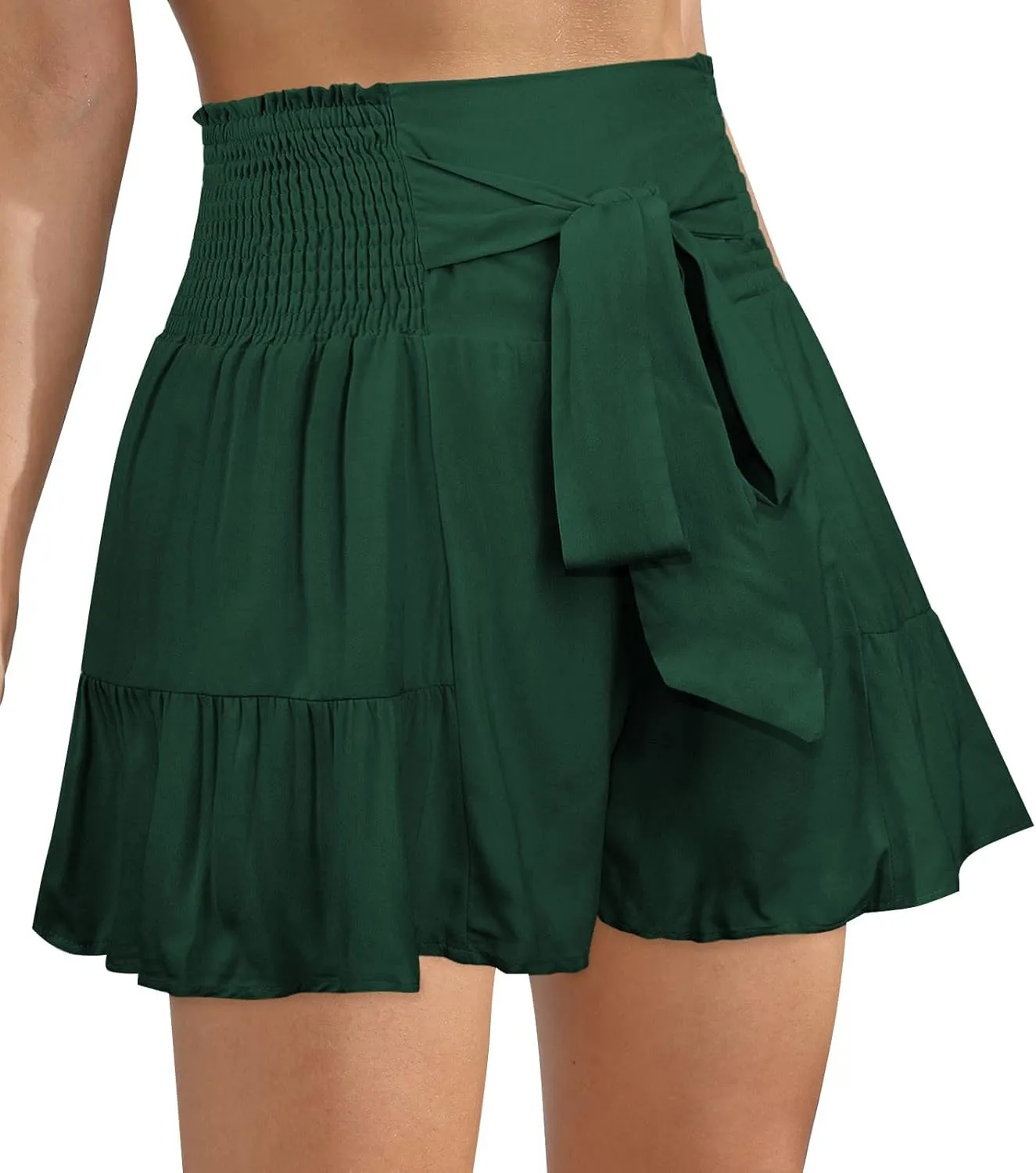 Women's Cute Skirts Ruffle Flowy Mini Skirts Comfy High Waist Flared Casual Beach Short Skirts Trendy Pleated Skirts