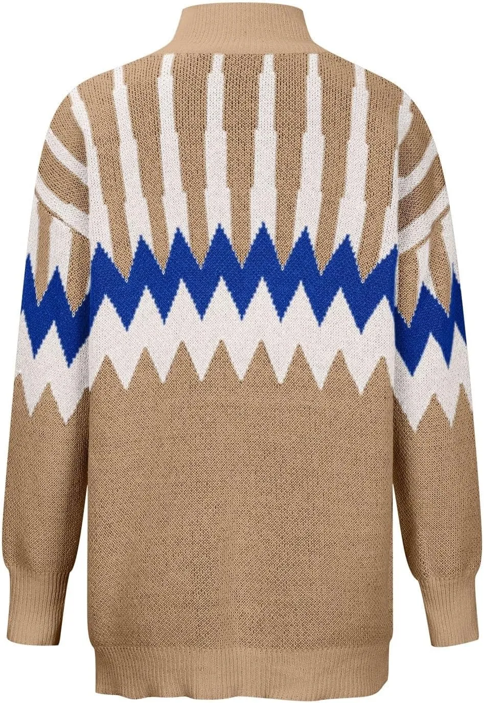 Womens Fair Isle Pattern Sweaters Long Sleeve Oversized Turtleneck Pullover Vintage Casual Loose Printed Knitted Sweater Tops