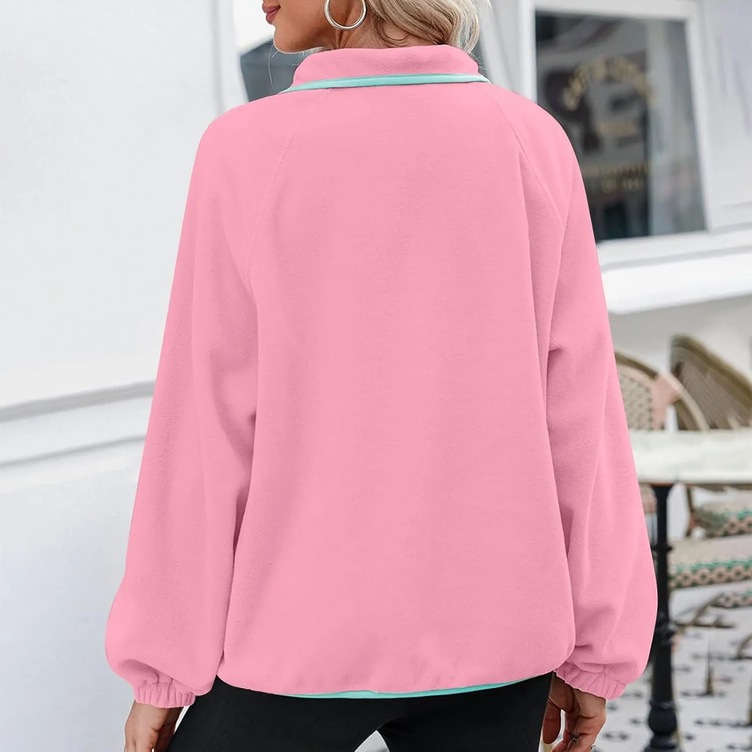 womens fleece sweatshirt jacket 2024 trendy long sleeve sherpa lined thermal pullover tops long sleeve outwear coat