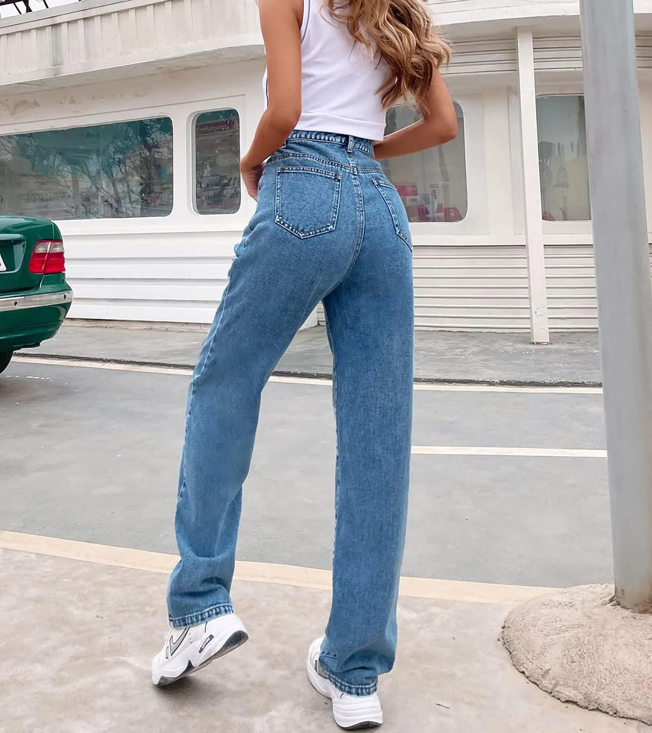 Women's High Waisted Straight Leg 90's Boyfriend Jeans Vintage Baggy Denim Pants for Teen Girls