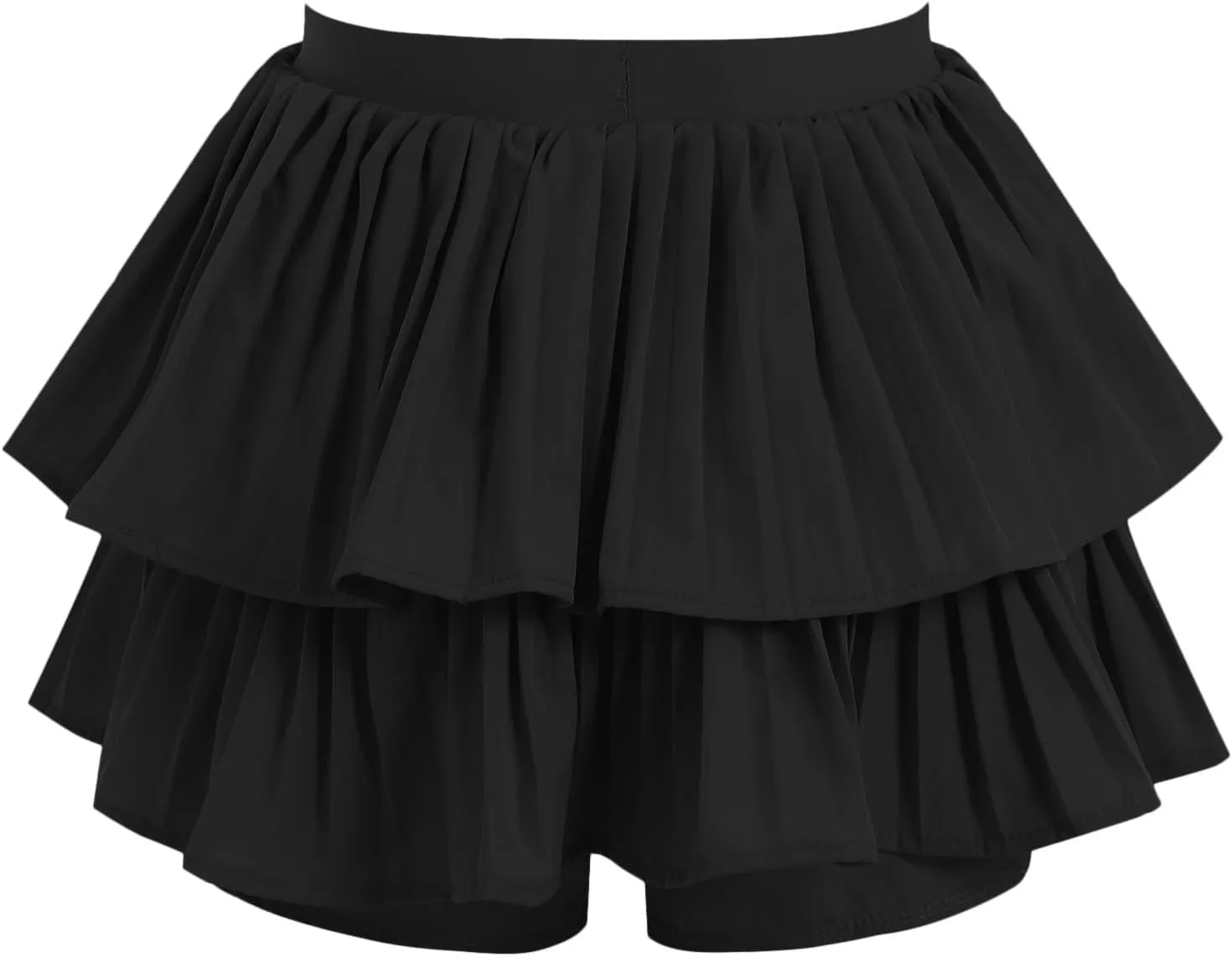 Women's Layered Ruffle Flowy Mini Skirts Y2K Cute Summer High Waist Stretchy A Line Pleated Casual Skater Skirt