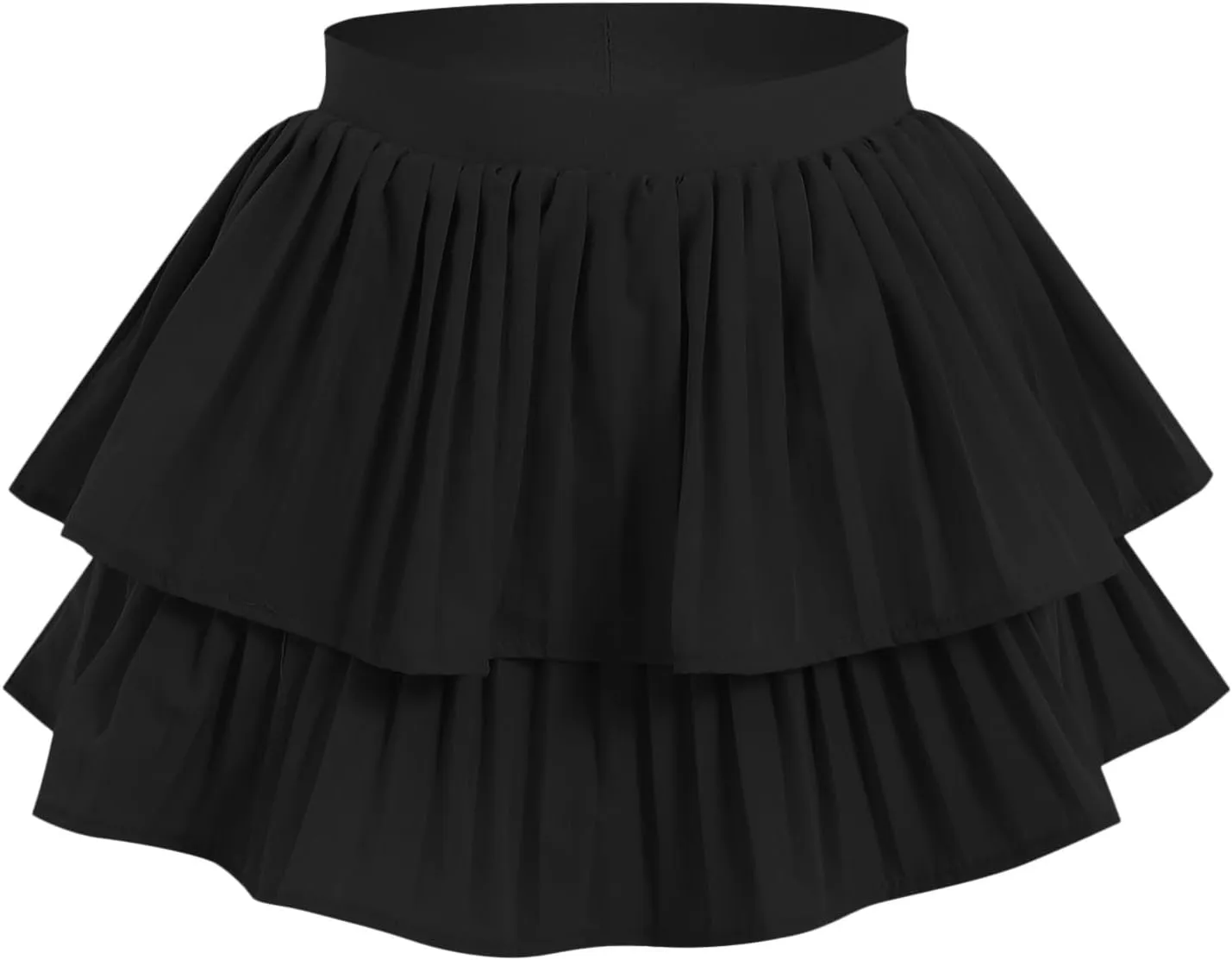 Women's Layered Ruffle Flowy Mini Skirts Y2K Cute Summer High Waist Stretchy A Line Pleated Casual Skater Skirt
