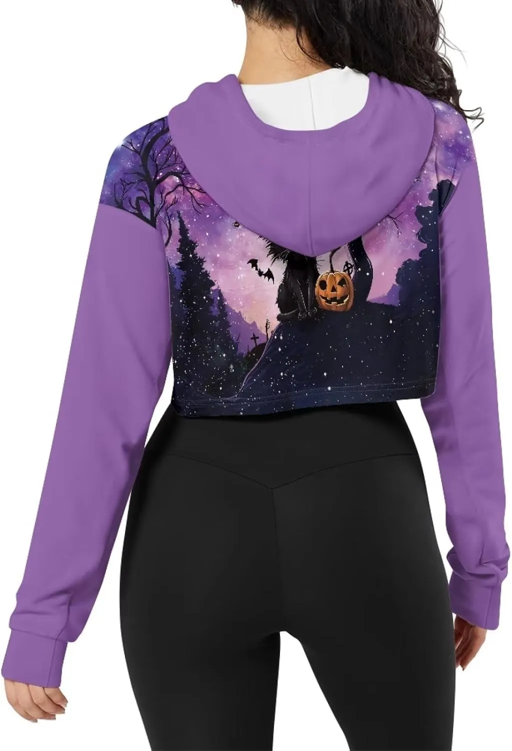 Womens Long Sleeve Crop Top Hoodies Drawstring Crop Top Sweatshirts for Teen Girls