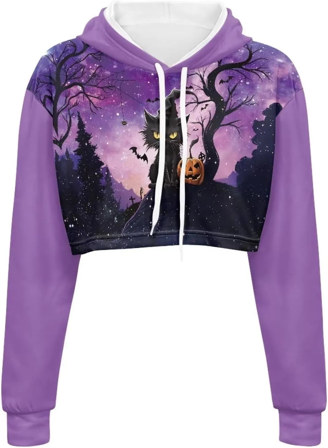 Womens Long Sleeve Crop Top Hoodies Drawstring Crop Top Sweatshirts for Teen Girls