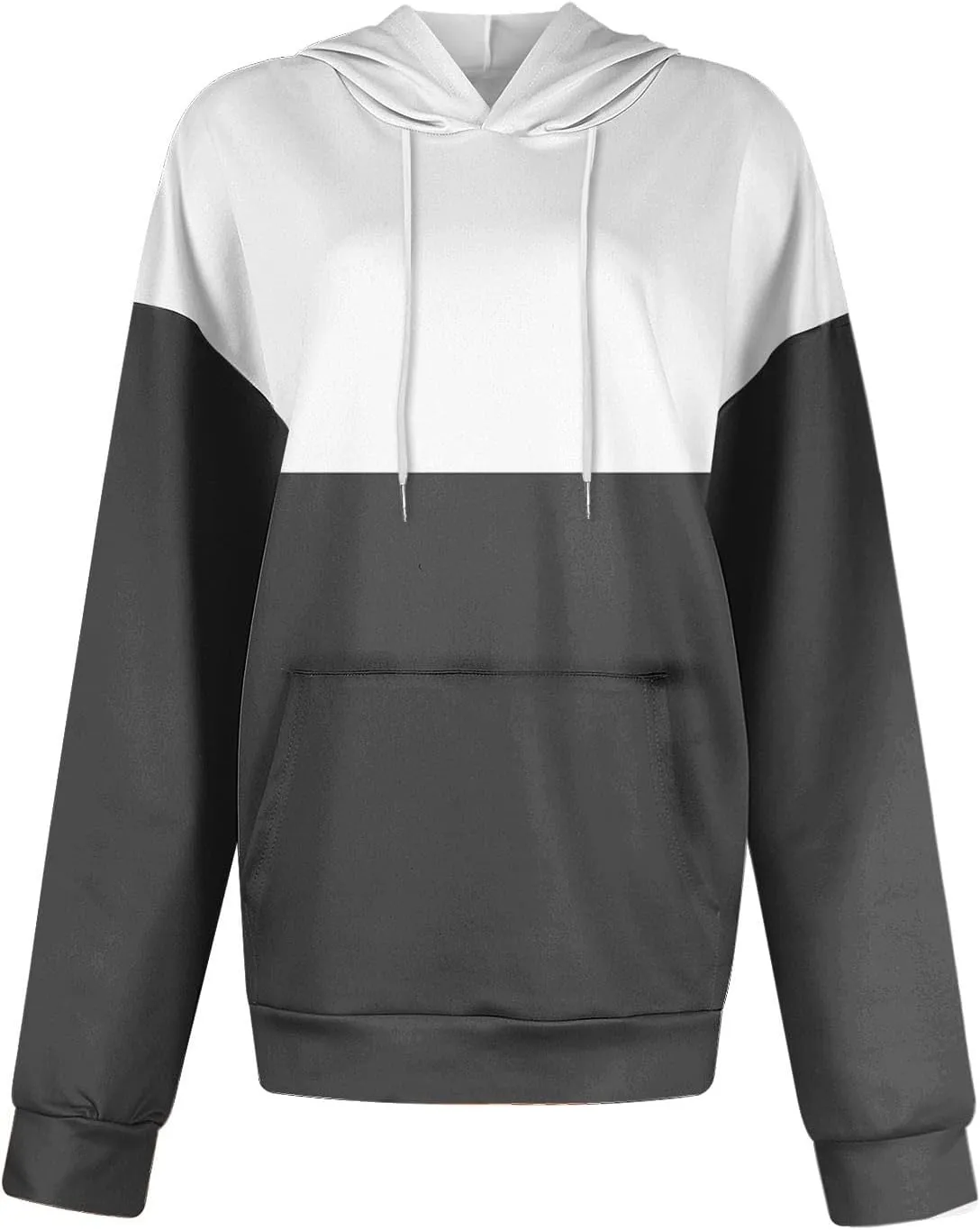 Women's Long sleeves Color Block Hoodie Tops Cute Casual Drawstring Loose Lightweight Tunic Pullover With Pockets