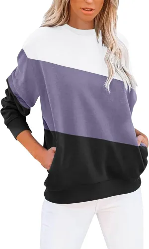 Womens Oversized Sweatshirts Fall Crewneck Long Sleeve Pullover Sweatshirt Trendy Lightweight Outdoors Tops