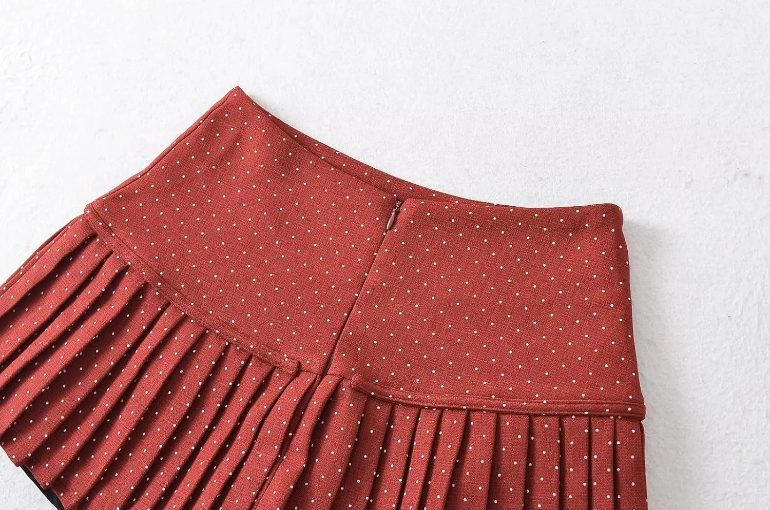 Women's Polka Dot High-Waisted Pleated A-Line Mini Skirt with Lined Shorts