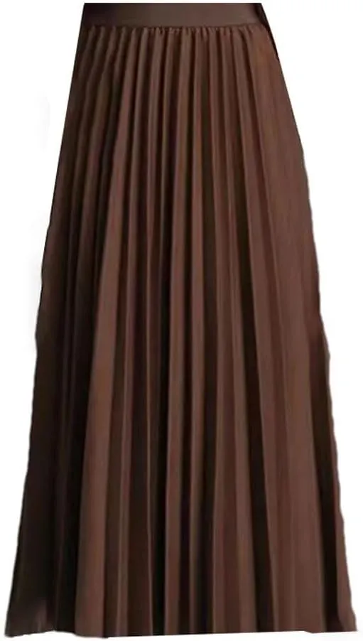 Women's Spring Woolen Pleated Skirt High Waist Thin Light Mature Accordion Skirt Bohemian Long Skirt