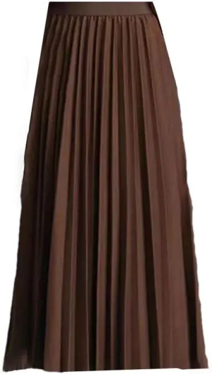 Women's Spring Woolen Pleated Skirt High Waist Thin Light Mature Accordion Skirt Bohemian Long Skirt