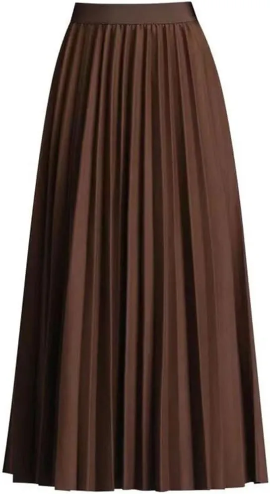 Women's Spring Woolen Pleated Skirt High Waist Thin Light Mature Accordion Skirt Bohemian Long Skirt
