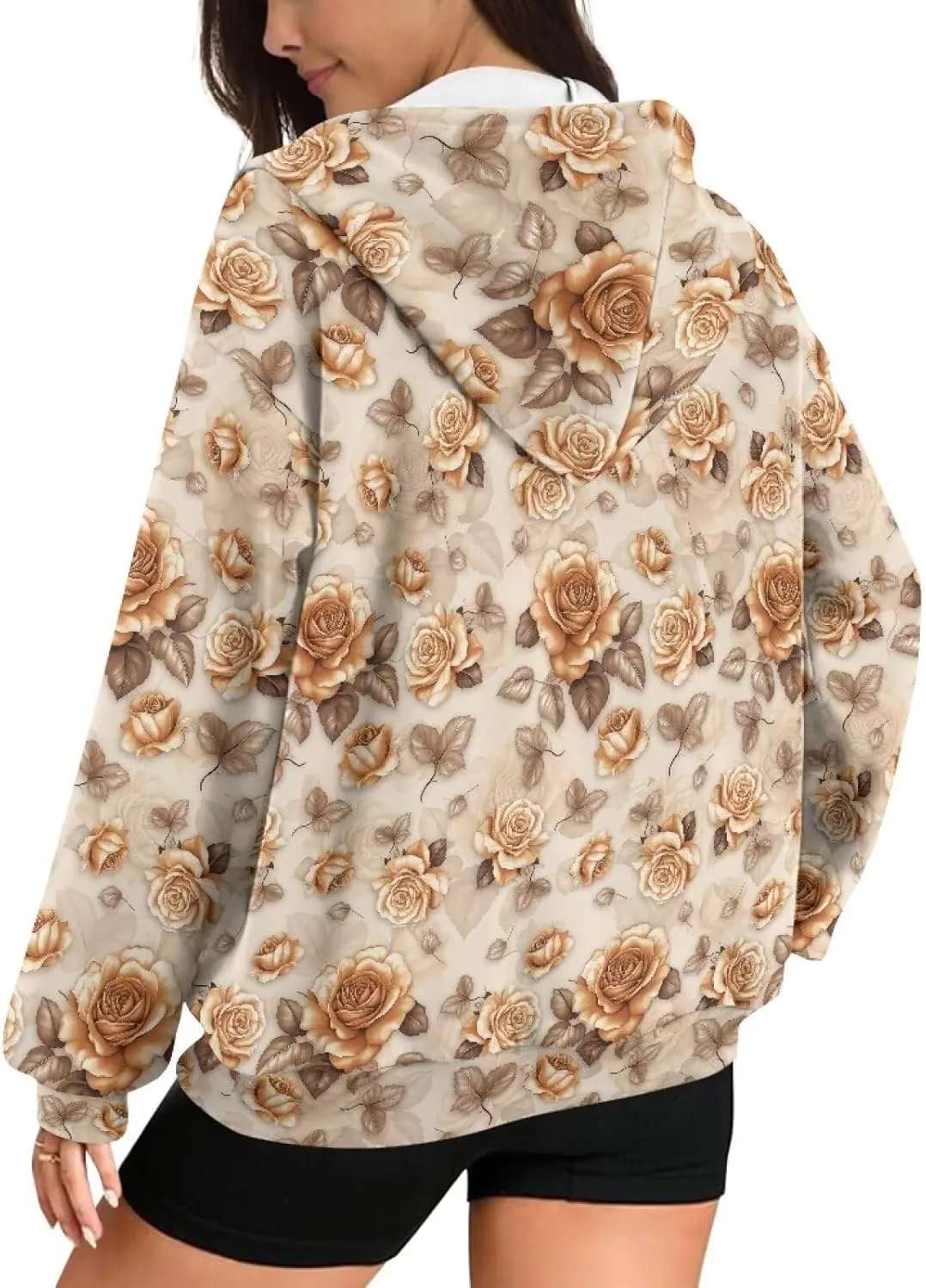 Women's Sweatshirts Hoodie Full Zip UP Oversized Fashion Jacket Long Sleeve Casual Outfits with Pockets