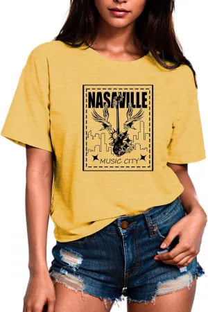 Womens T Shirts Nasaville Concert Country Music Shirt Rock Band Vintage Tee Summer Short Sleeve Graphic Tops