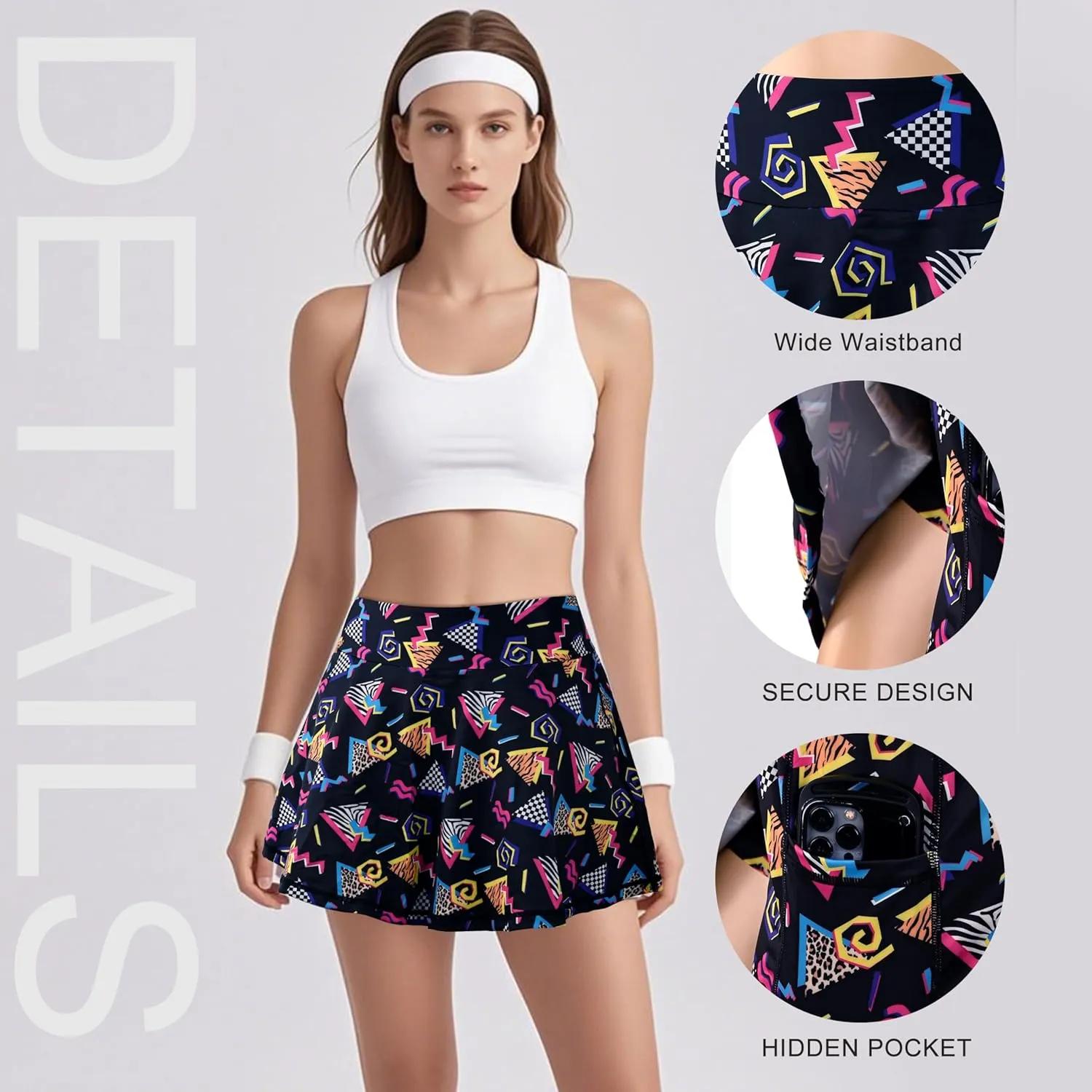 Women's Tennis Golf Skirts Skorts High Waisted Athletic with Shorts Pockets for Workout Casual Running