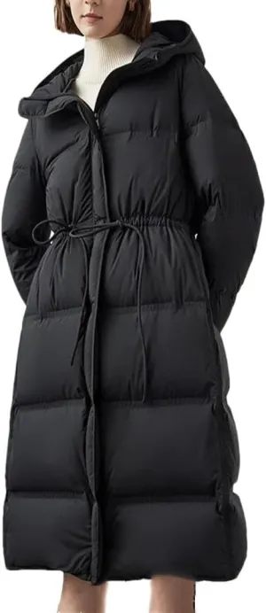 Women's Thick Mid-Length Hooded Down Jacket Warm Parka Female Slim Puffer Coats