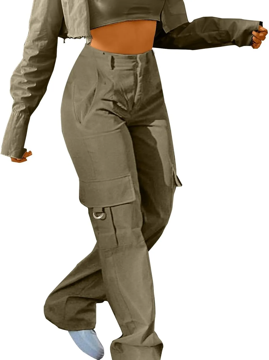 Women's Tummy Control Cargo Pants Trendy Going Out Hiking Joggers Sports Y2k Sweatpants Oversized Drawstring Trousers
