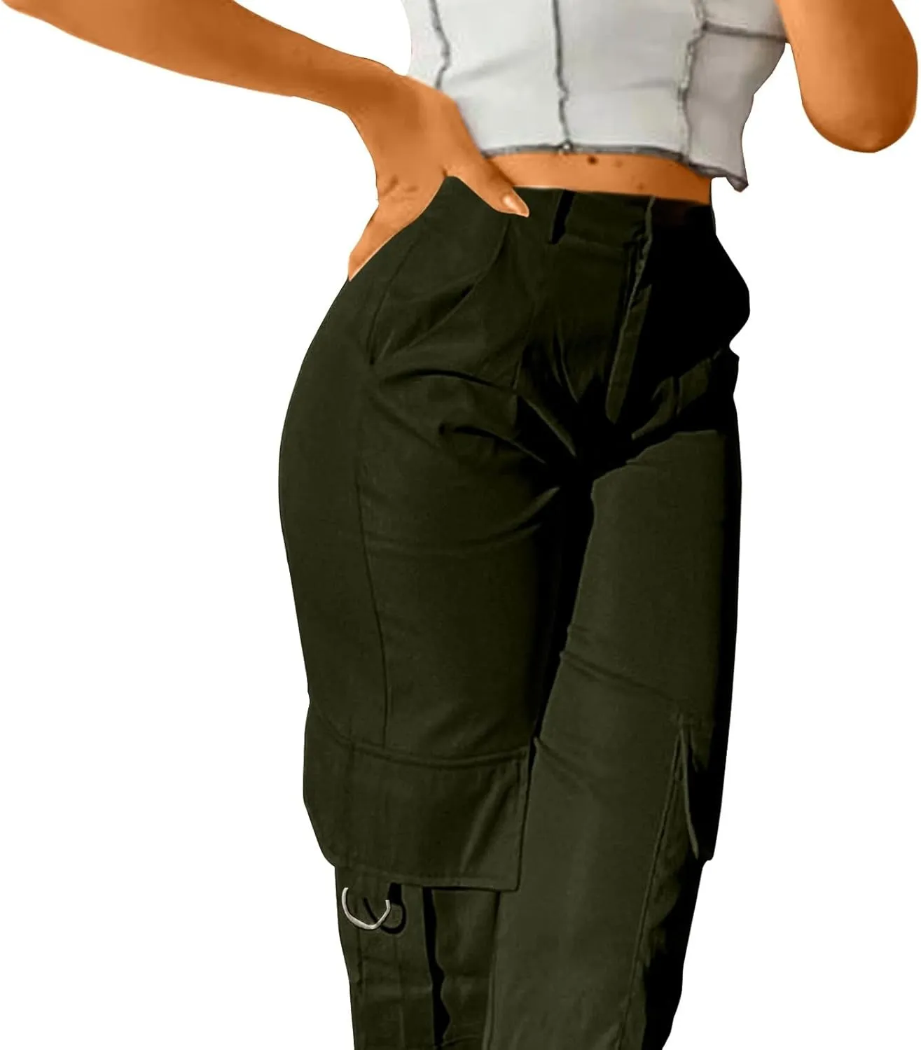 Women's Tummy Control Cargo Pants Trendy Going Out Hiking Joggers Sports Y2k Sweatpants Oversized Drawstring Trousers