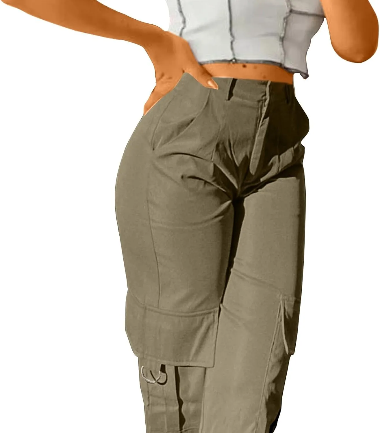 Women's Tummy Control Cargo Pants Trendy Going Out Hiking Joggers Sports Y2k Sweatpants Oversized Drawstring Trousers