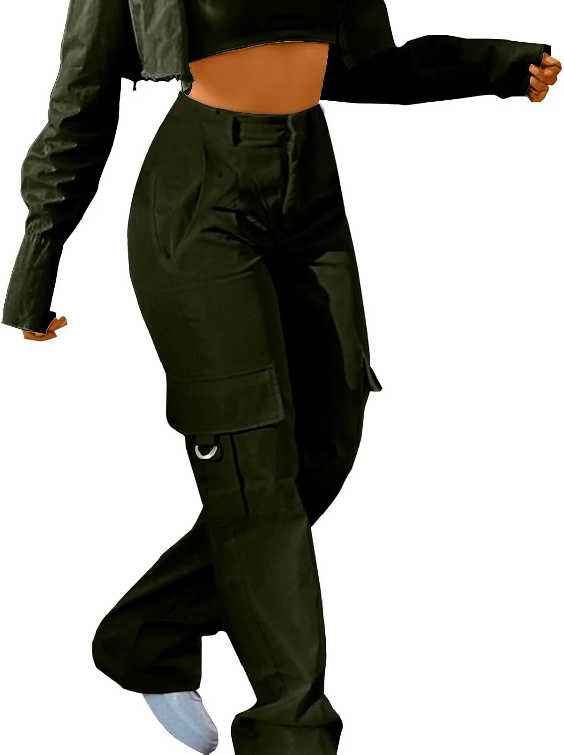 Women's Tummy Control Cargo Pants Trendy Going Out Hiking Joggers Sports Y2k Sweatpants Oversized Drawstring Trousers
