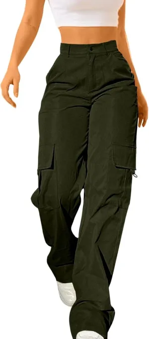 Women's Tummy Control Cargo Pants Trendy Going Out Hiking Joggers Sports Y2k Sweatpants Oversized Drawstring Trousers