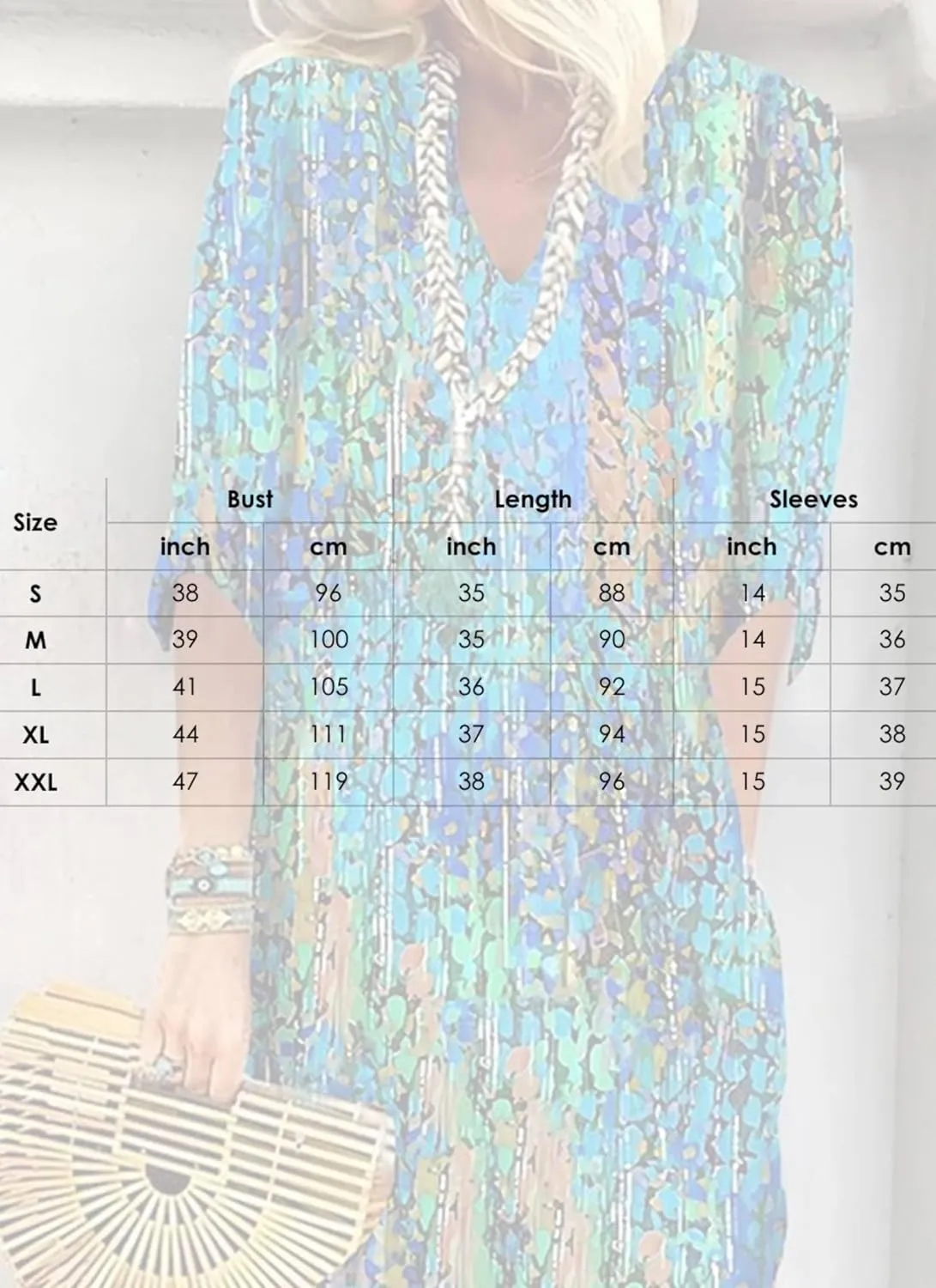 Womens V Neck 3/4 Sleeve Abstract Print Loose Shift Mini Casual Outing Dress