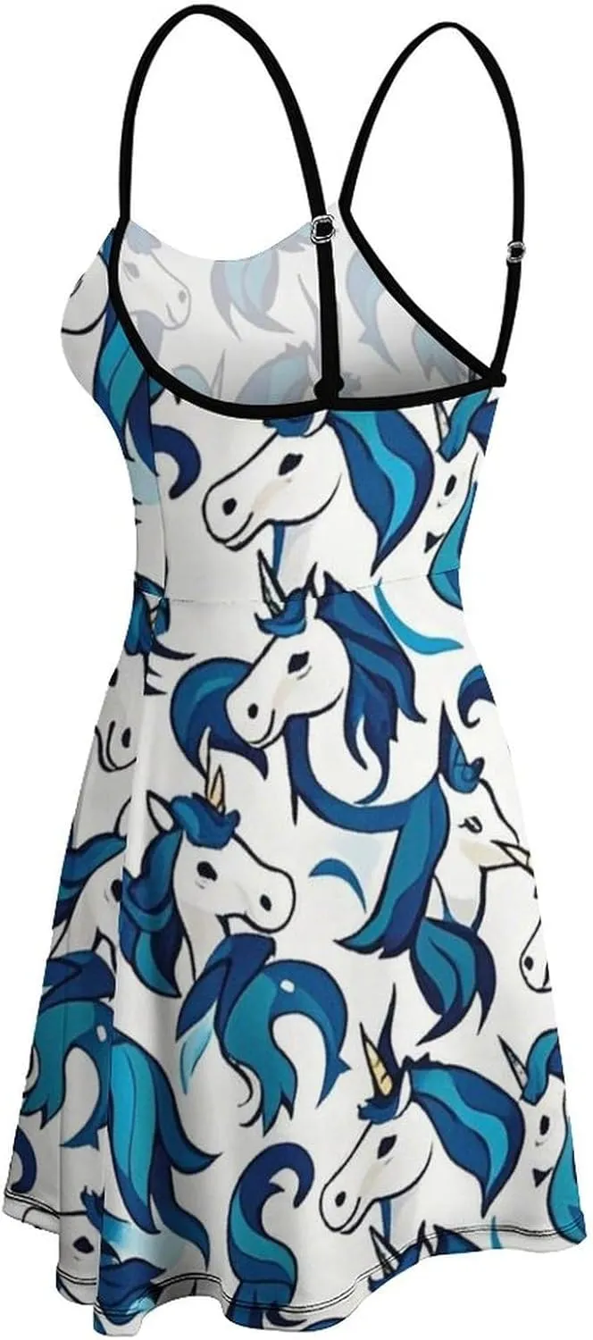 Women's V-Neck Sleeveless Loose Comfy Swing Sundress for Party Beach Date