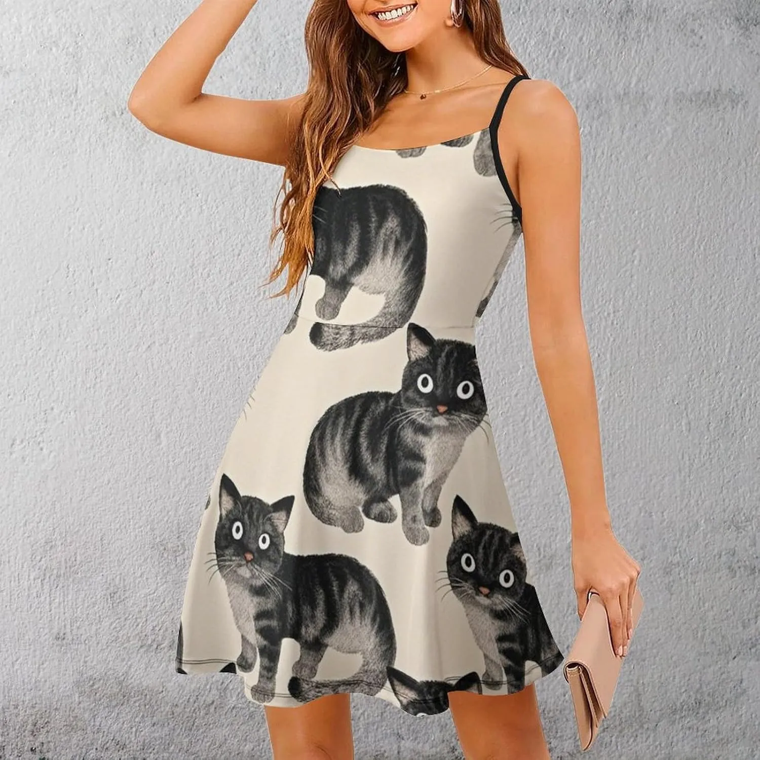Women's V-Neck Sleeveless Loose Comfy Swing Sundress for Party Beach Date