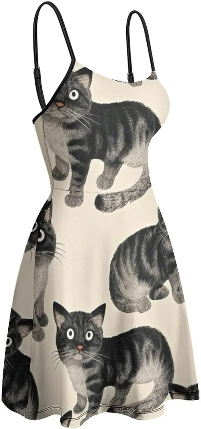 Women's V-Neck Sleeveless Loose Comfy Swing Sundress for Party Beach Date