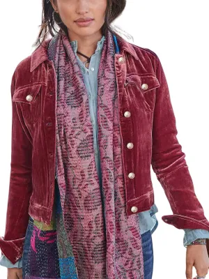Women's Velvet Jacket Long Sleeve Button Down Cropped Open Front Coat with Pockets