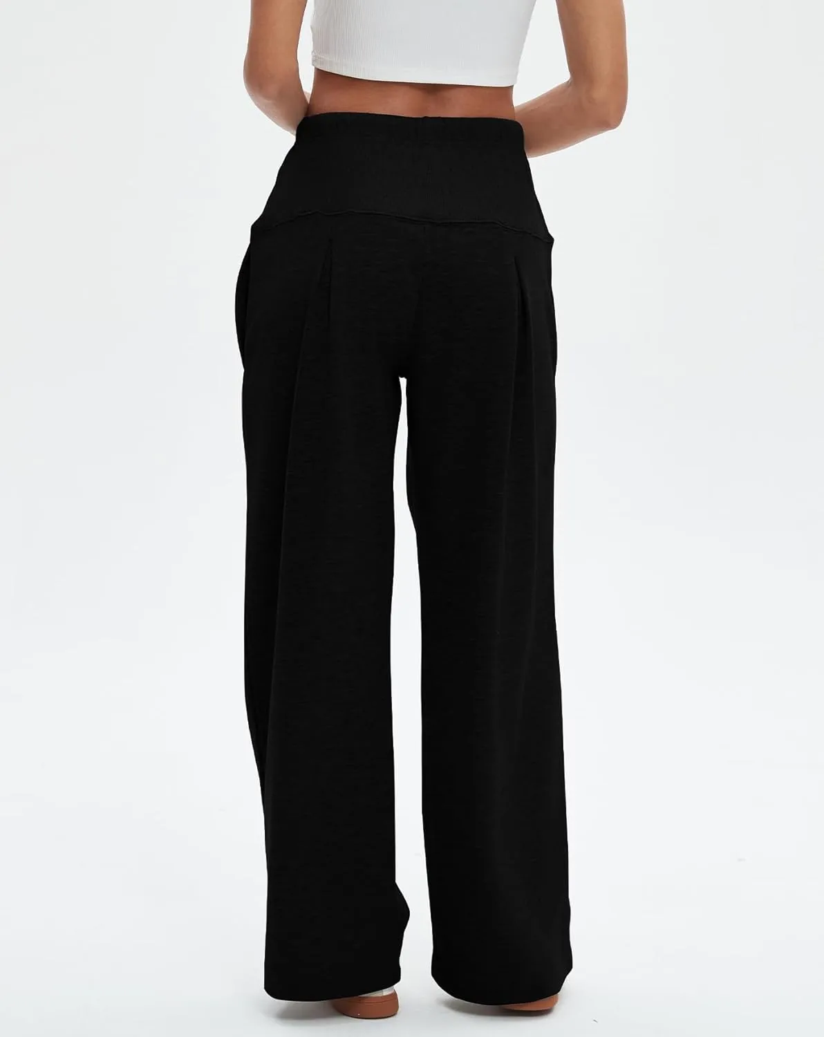 Womens Wide Leg Sweatpants Drawstring Elastic High Waisted Casual Loose Baggy Lounge Trousers with Pockets