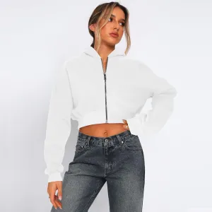 Women's Y2K Coquette Cropped Fleece Hoodie Cottagecore Long Sleeve Sweatshirt Acubi Aesthetics Zipper Clothing