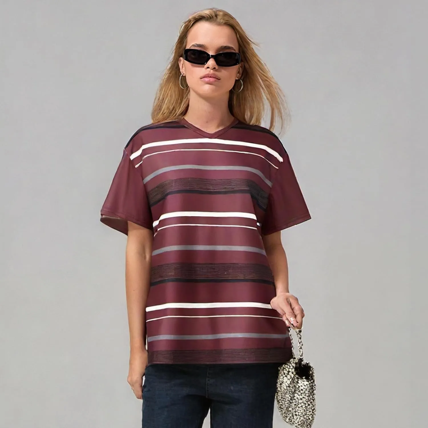 Y2k Grunge Graphic Tees for Women Teen Girls Vintage Goth Aesthetic Baggy Shirts 2000s Emo Tops Summer Clothes