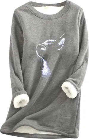 YMING Womens Christmas Wine Glass Sherpa Pullover Winter Crew Neck Sweatshirt Warm Fleece Tops Plus Size