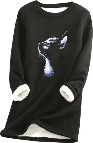 YMING Womens Christmas Wine Glass Sherpa Pullover Winter Crew Neck Sweatshirt Warm Fleece Tops Plus Size