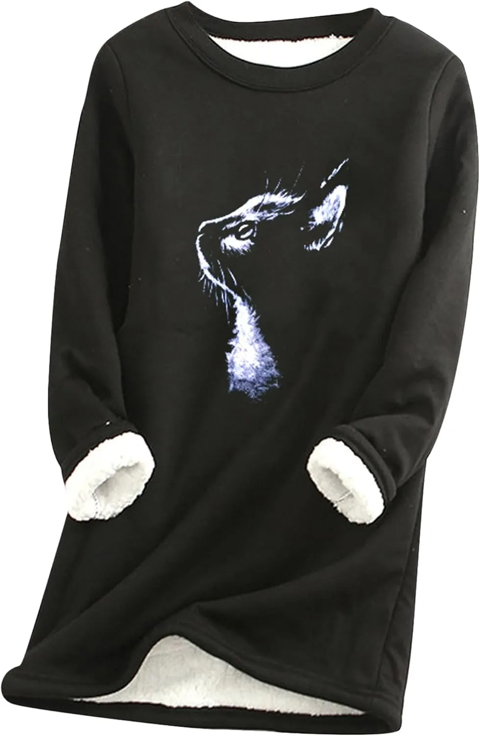 YMING Womens Christmas Wine Glass Sherpa Pullover Winter Crew Neck Sweatshirt Warm Fleece Tops Plus Size