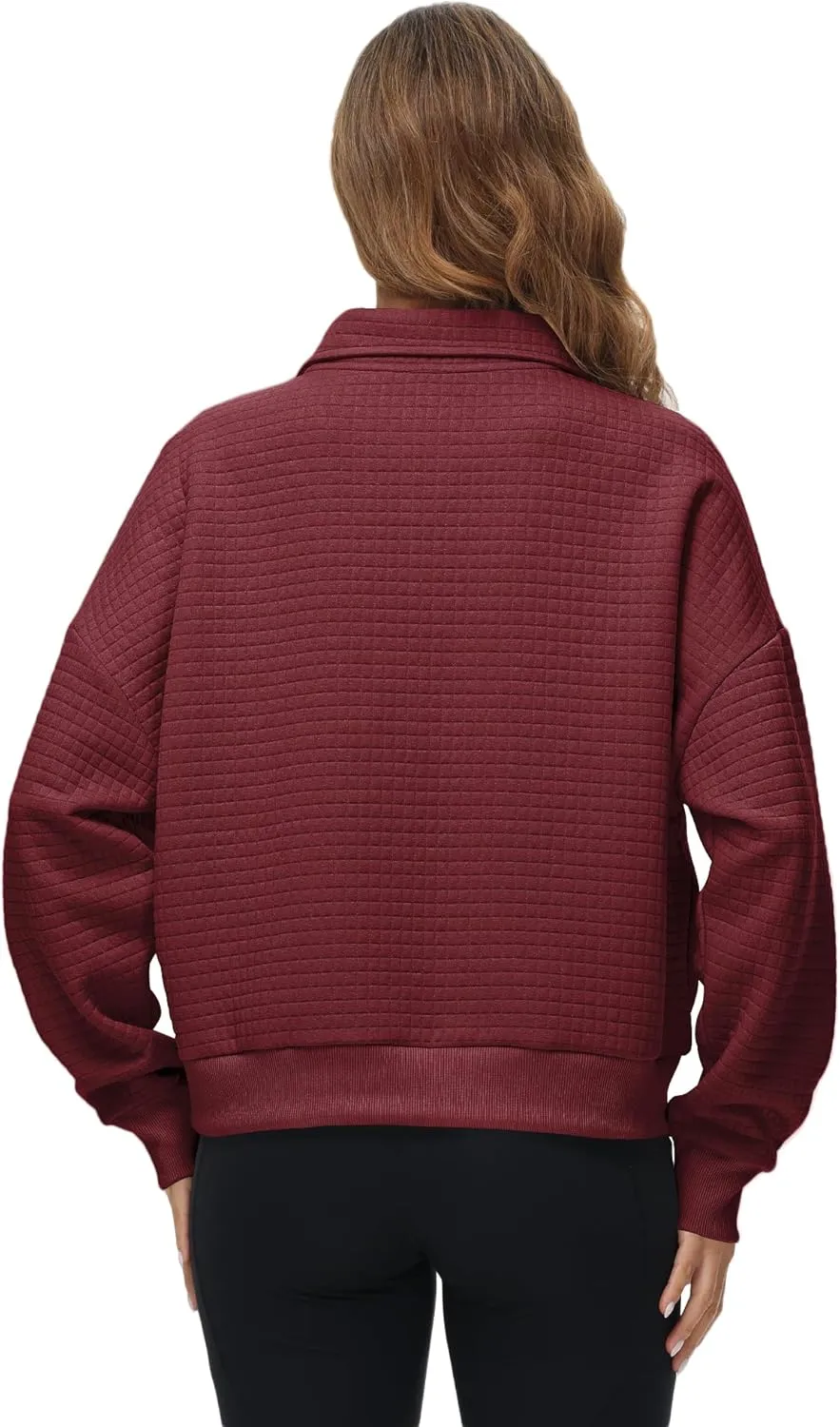 YuKaiChen Womens Sweatshirts Half Zip Cropped Quarter Zipper Hoodies Waffle Pullover Tops with Pocket