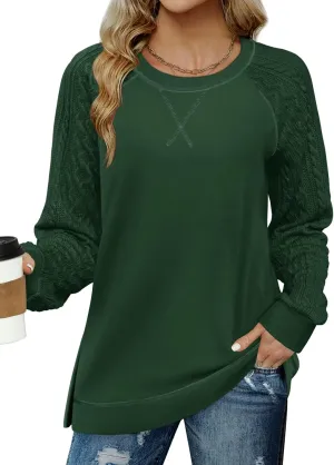 Zeagoo Womens Long Sleeve Shirts Lightweight Cable Knit Sleeve Shirts Trendy Fall Tunic Tops