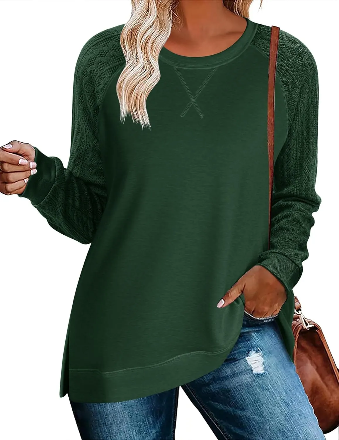 Zeagoo Womens Long Sleeve Shirts Lightweight Cable Knit Sleeve Shirts Trendy Fall Tunic Tops