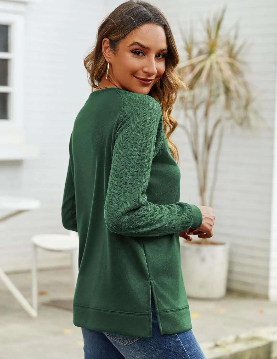 Zeagoo Womens Long Sleeve Shirts Lightweight Cable Knit Sleeve Shirts Trendy Fall Tunic Tops
